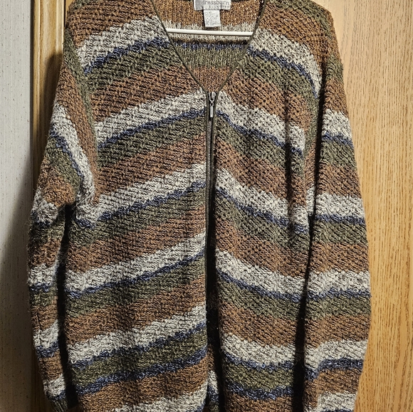 Vintage Moody Striped Full Zip Cardigan Knit Sweater - Picture 1 of 3
